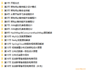 每特教育蚂蚁Java互联网企业架构技术VIP课程目录截图